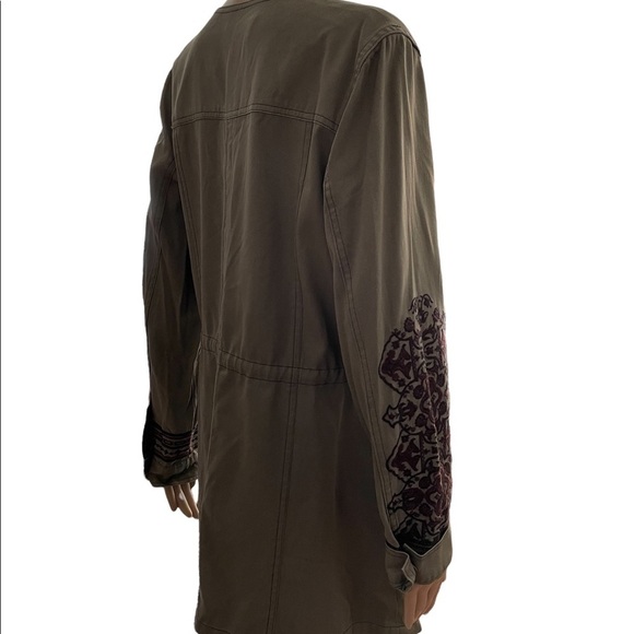 Knox Rose green long sleeve embroidered tie waist shacket size medium - Picture 6 of 15